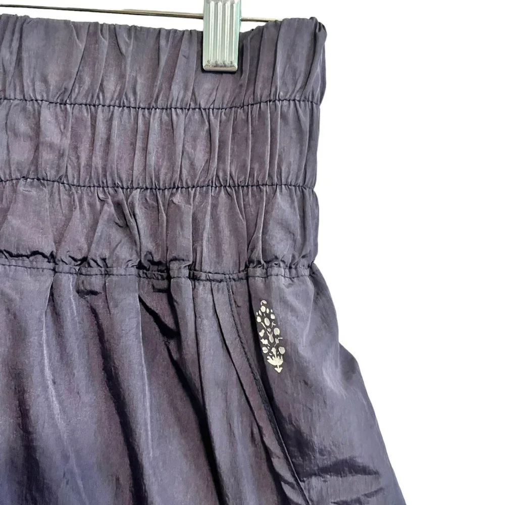 FREE PEOPLE THE WAY HOME SHORTS BLUE MEDIUM HIGH WAISTED NYLON SMOCKED WAISTBAND - Picture 3 of 8